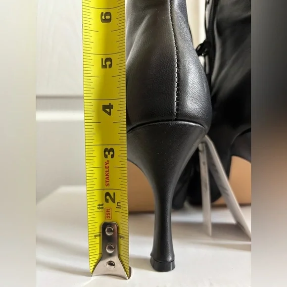 Express Genuine Leather Black Heeled Boots. Side Zipper. NEW - Picture 5 of 7